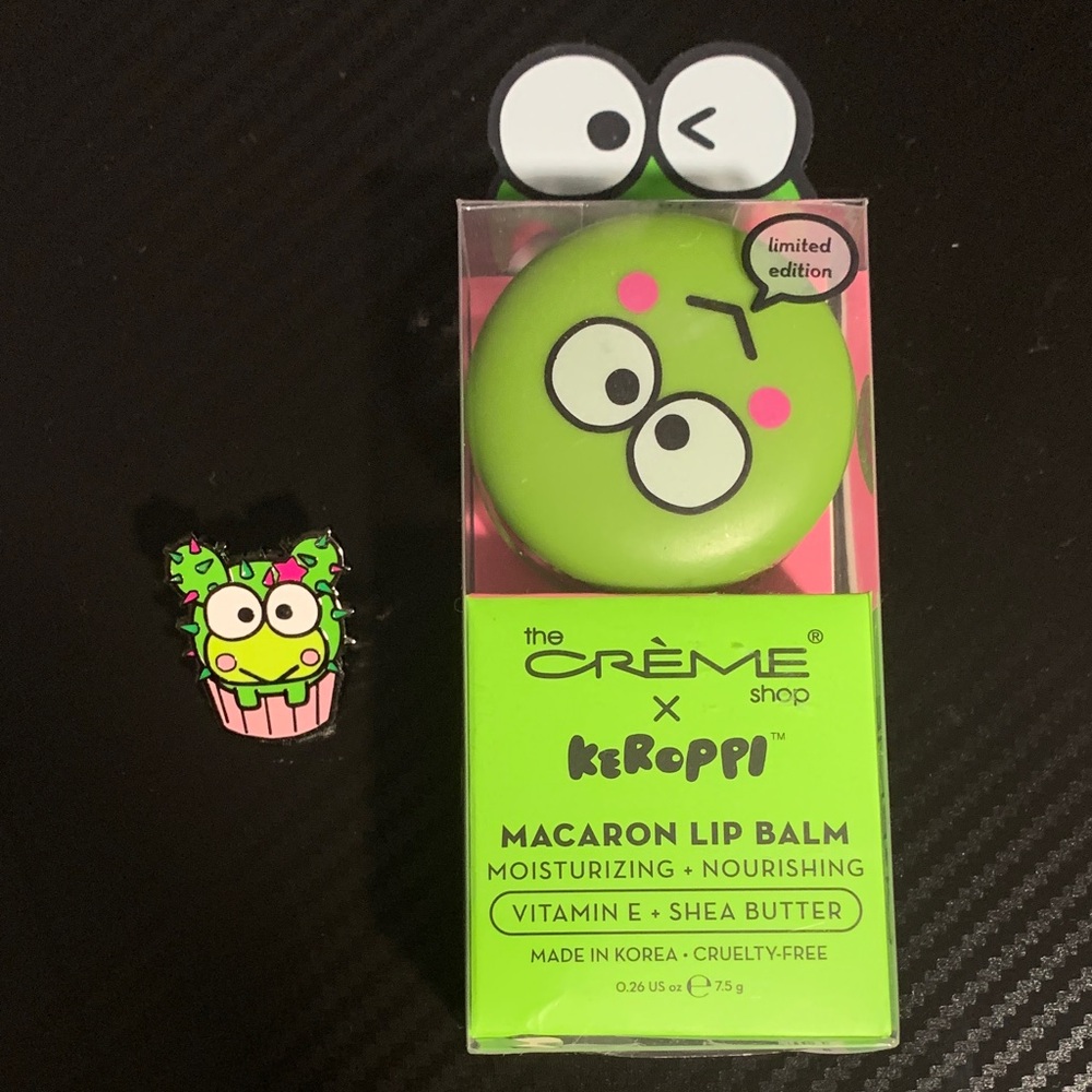 The Crème Shop x Keroppi Macaron Lip Balm & Enamel Cupcake Pin Bundle